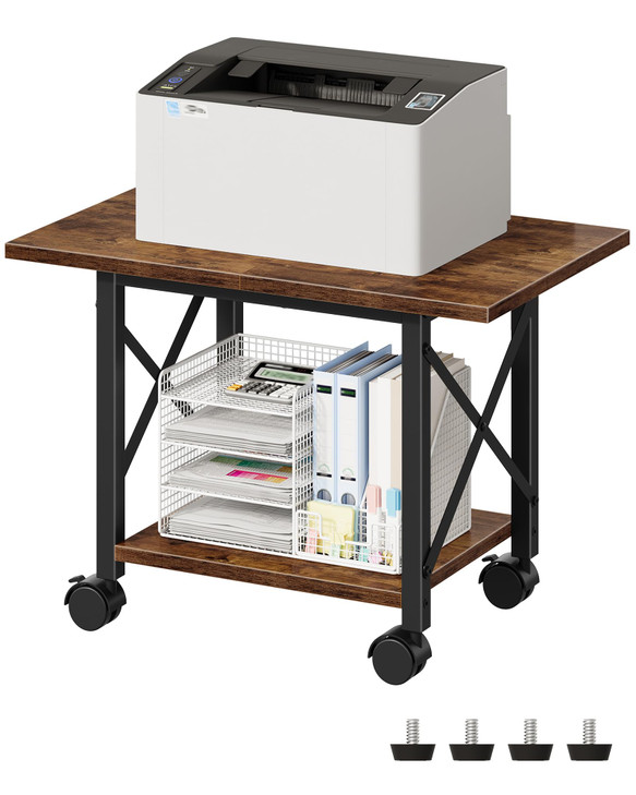 CHOEZON 236 Under Desk Printer Stand 2Tier Printer Table with Wheels Adjustable Feet for Home Office Study Living Room R