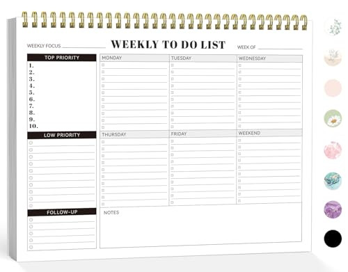 Forvencer Weekly To Do List Notepad with 52 Undated Sheets 85 X 11 Undated Weekly Planner Notepad for Tasks Goal Plannin