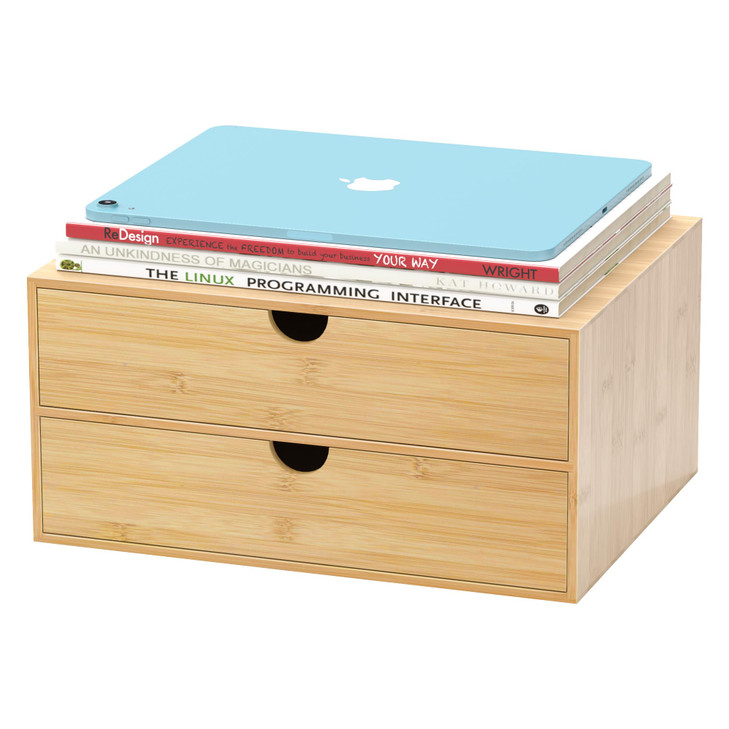 Bamboo Desk Drawer Organizer Large Desktop Organizer with Drawers Tabletop Storage Organization Box for Office Home Toil