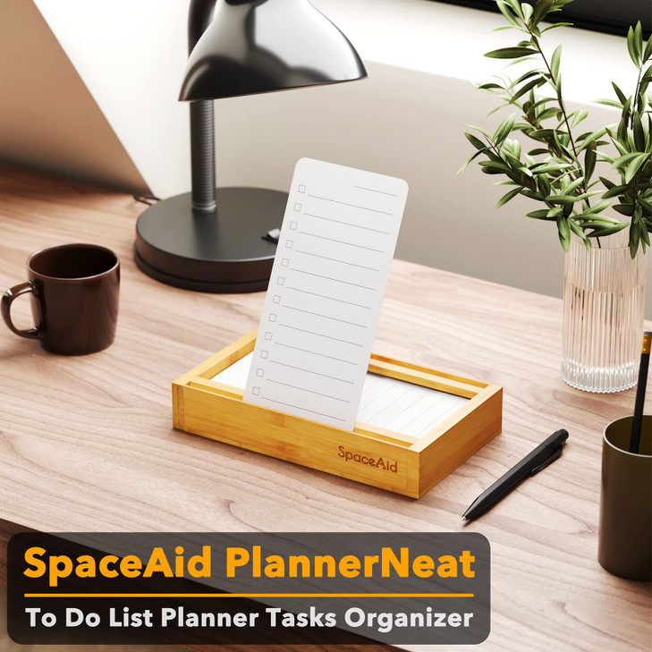 SpaceAid PlannerNeat To Do List Planner Daily ToDo Checklist Notepad Organizer with Bamboo Holder Productivity System Pl
