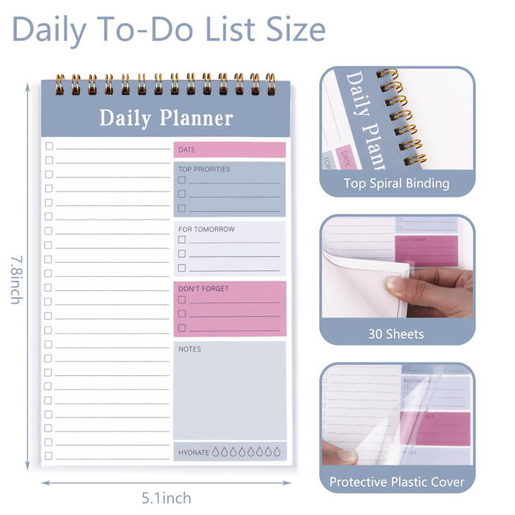Newkita 30 Sheets Undated Daily Planner Memo Pad 51x78 Inch To Do List Notebook Multiple Functional Checklist Notepads f