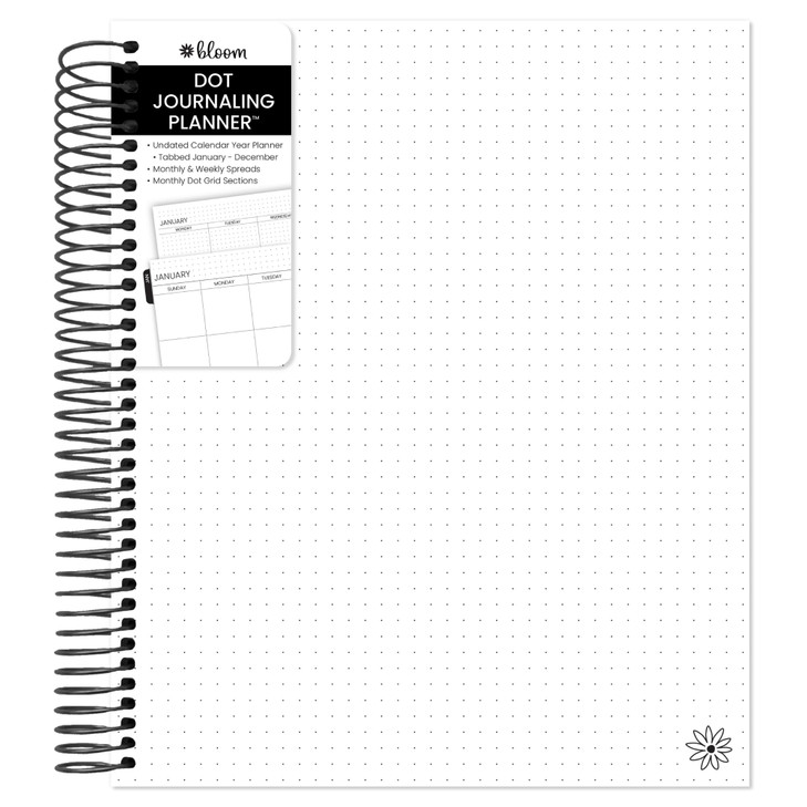 bloom daily planners Undated Dot Journaling Calendar Planner Essential WeeklyMonthly Grid Style Agenda Book 7 x 9 V2