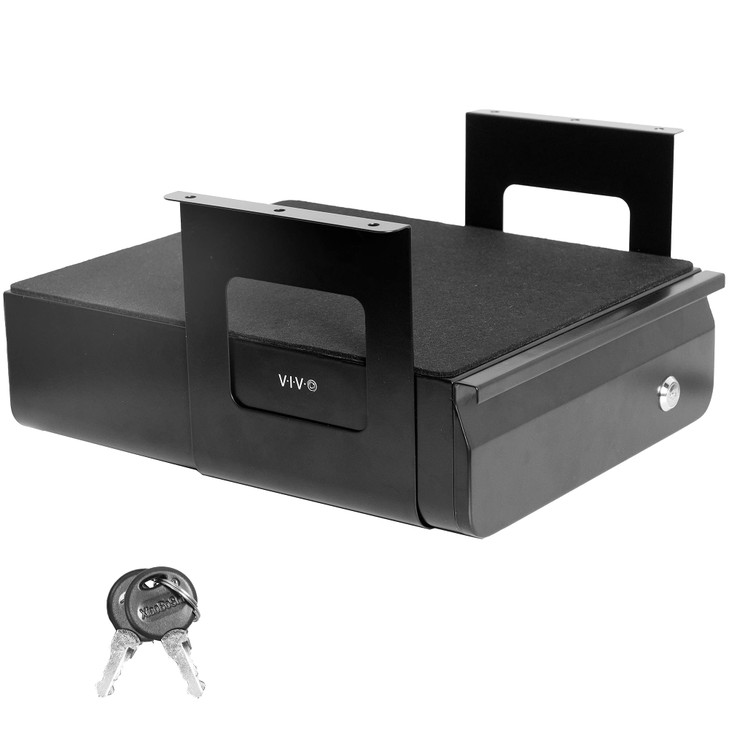 VIVO 13 inch Under Desk Lockable Slide Out Drawer Secure Home Office Storage Organizer Black DESKAC03LB