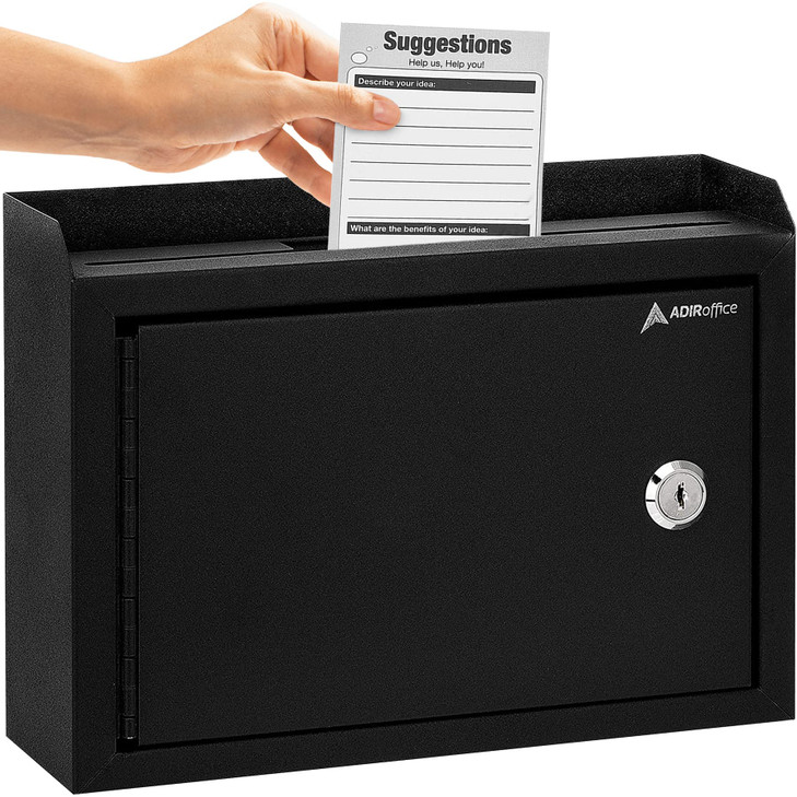 Adir Suggestion Box with Slot and Lock Drop Box with Lock Cash Dropbox 98x75x34 Inches Wall Mount Donation Box Metal Dep