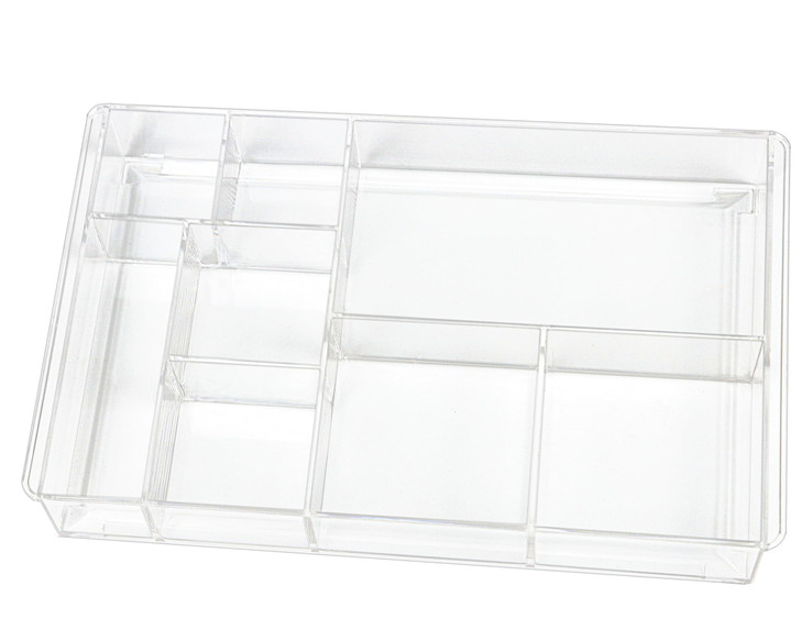 ZEXALOR 8Section Clear Drawer Organizer Large Acrylic Drawer Divider Tray for DeskBathroomOffice MakeupJunk Plastic Draw