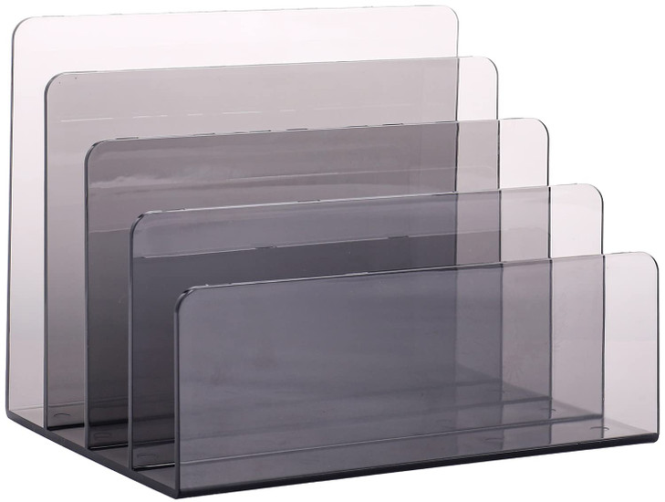 Sooyee 4 Compartment Acrylic File Organizer Holder Folder Organizer for DeskOffice Decorations for WorkClear Black
