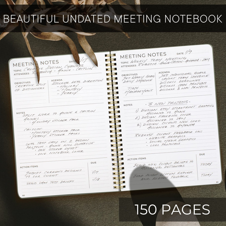 ZICOTO Beautiful Meeting Notebook For Work Organization Easily Take Notes And Keep Agendas on Track The Perfect Office P