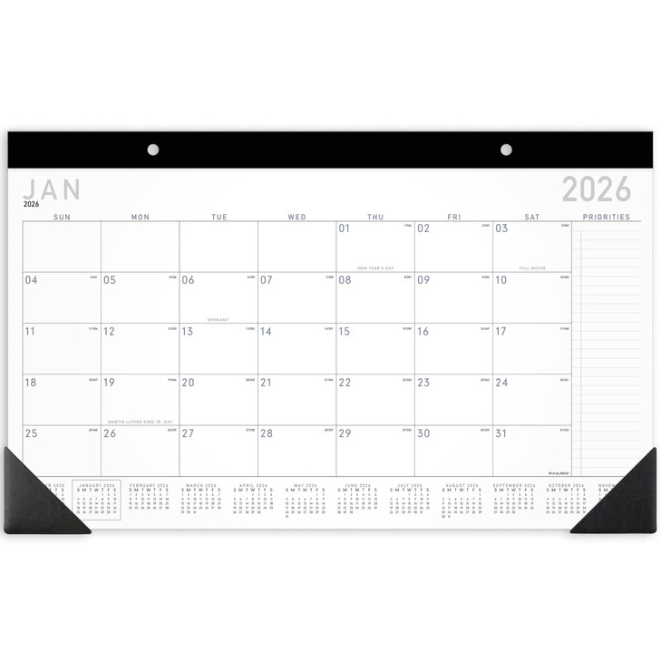 ATAGLANCE 2026 Desk Calendar Monthly Desk Pad 18 x 11 Compact Contemporary SK14X0026