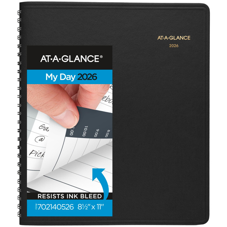 ATAGLANCE 2026 Appointment Book Planner Daily 812 x 11 Large 24Hour Black 702140526