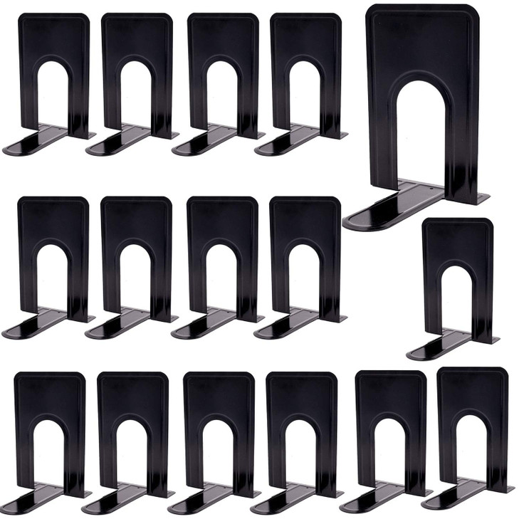 8 Pairs 16 Pieces 83 x 51 x 65 Inch Metal Bookends KINJOEK Heavy Duty Book Support with Anti Slip Pads for Books Magazin