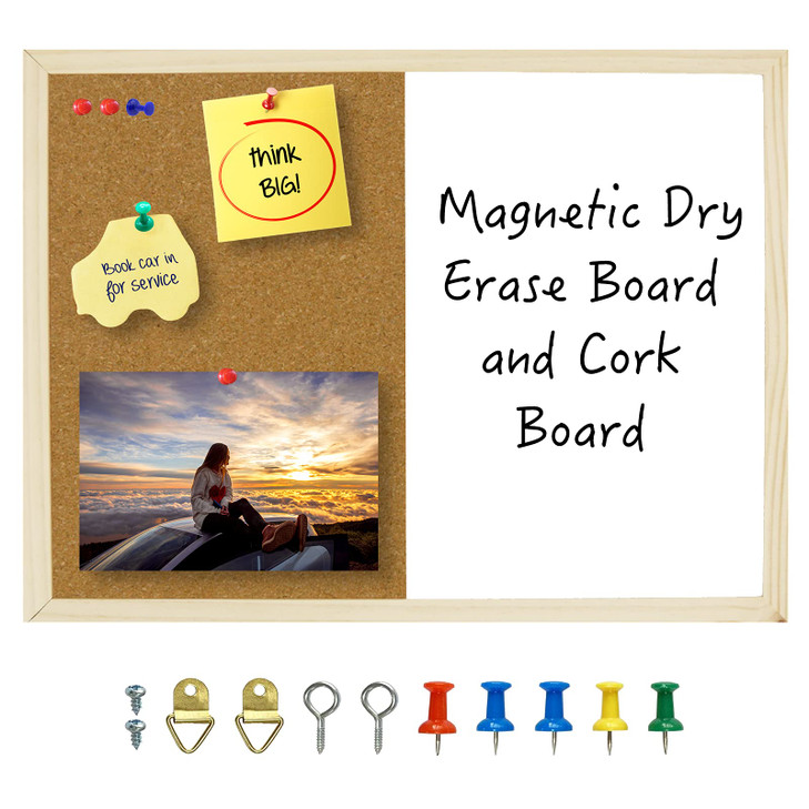 OWLKELA Dry Erase Cork Board 165x126 Notice Pin Board Memo Board Vision Board Bulletin Board for Office Classroom or Hom