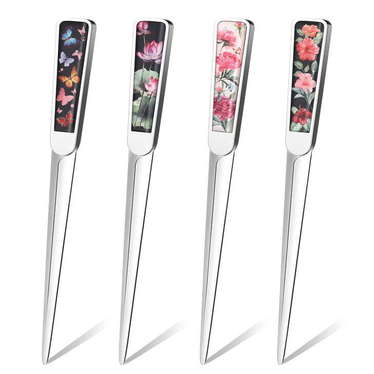 Chuangdi 4 Pieces Letter Opener Knife Fancy Stainless Steel Envelope Openers Slitter Lightweight Mail Opener Tool for Wo