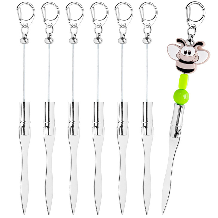 Framendino 6 Pack Beaded Letter Opener Blanks Metal Envelope Slitter for Office Supplies Silver