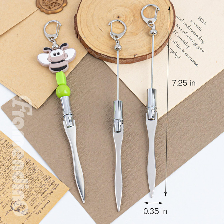 Framendino 6 Pack Beaded Letter Opener Blanks Metal Envelope Slitter for Office Supplies Silver