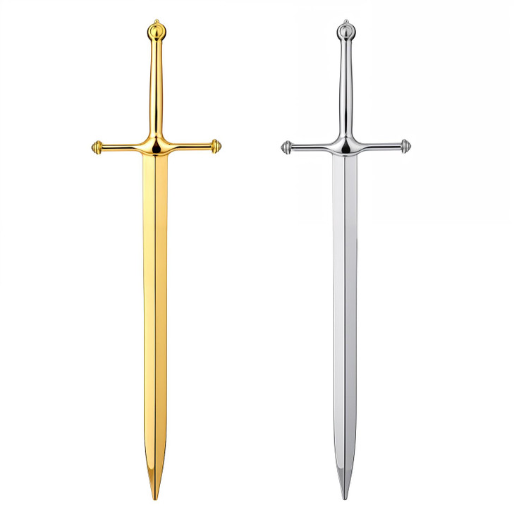 COMNICO 2pcs Silvery Metal Letter Opener Envelope Slitter Mail Opener Tool Sword Wrapping Paper Cutting Knife Office Hom