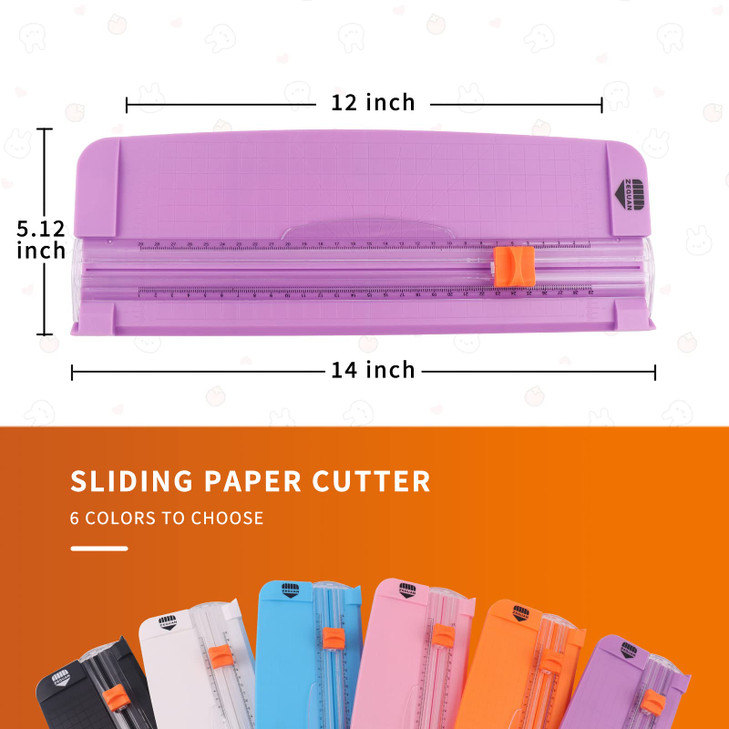 ZEQUAN Small Purple A4 Paper Trimmer Portable Paper Cutter for Label Origami Card Photo Coupon Scrapbook Cardstock Lamin