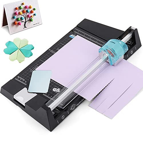 Frifreego 12 Inch Rotary Paper Cutter Heavy Duty Paper Trimmer with 4 Different Blades for StraightWaveDottedCreasing Li