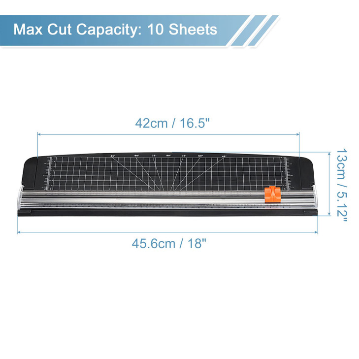 PATIKIL Paper Cutter A3 Stack Portable Paper Trimmer 18 Length 10Sheet Capacity Transparent Guide Ruler Photo Vinyl Pape