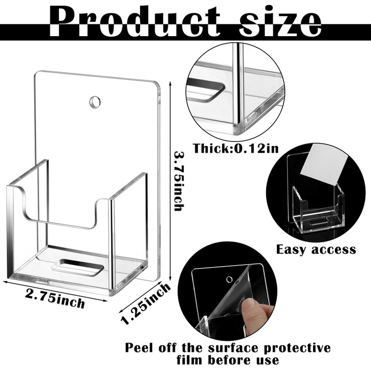 Chunful 3 Pcs Wall Mount Business Card Holder 375 x 275 x 125 Inch Vertical Clear Acrylic Card Display Rack Single Pocke