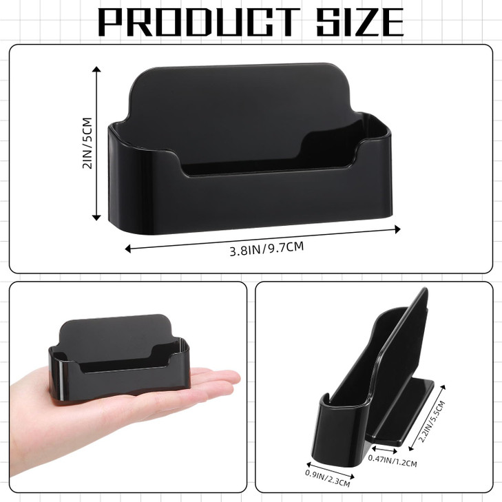 Watersay 12 Pcs Acrylic Black Business Card Holder Display Business Card Holder for Desk Display Holder Stand for Deskto