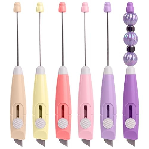 Framendino 6 Pack Beadable Letter Opener Blanks Envelope Metal Beaded Slitter Mail Openers for DIY Office Supplies Color