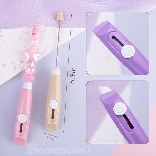Framendino 6 Pack Beadable Letter Opener Blanks Envelope Metal Beaded Slitter Mail Openers for DIY Office Supplies Color