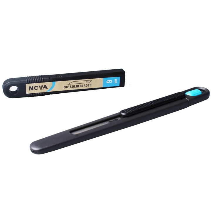 NOVA Slim Box Cutter Replacement Blade 9mm Blade 30 Degree Point Tip Perfect for Paper Boxes Craft Shrink Wrap Foam Plas