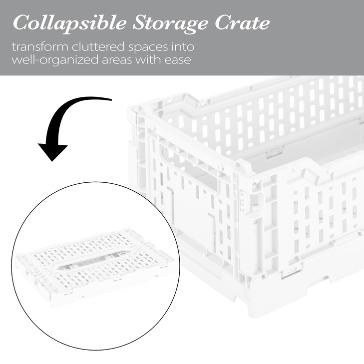 Simplify 4LT Collapsible Storage Crate Small Foldable Stackable Plastic Bin Home Organization Dorm Office Crafts Shelf W