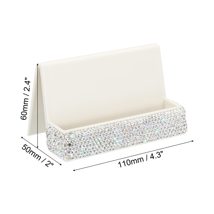 PATIKIL Business Card Holder for Desk Rhinestone Business Card Holders Crystal Card Stand Organizer Cards Display for Of