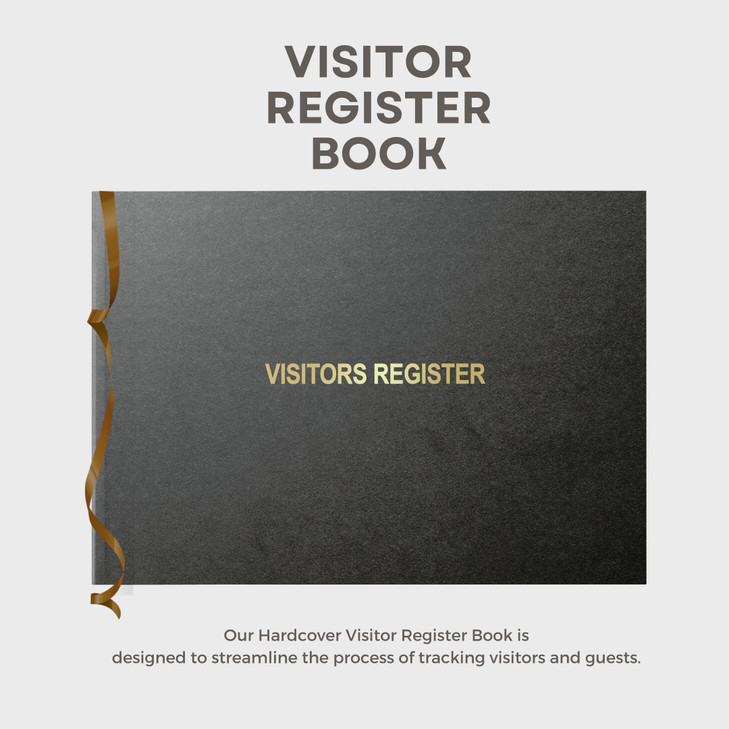 Officewerks Visitors Register Guest Book 120 Pages 8 78 X 7 Black Hardbound Cover Durable Smyth Sewn Binding