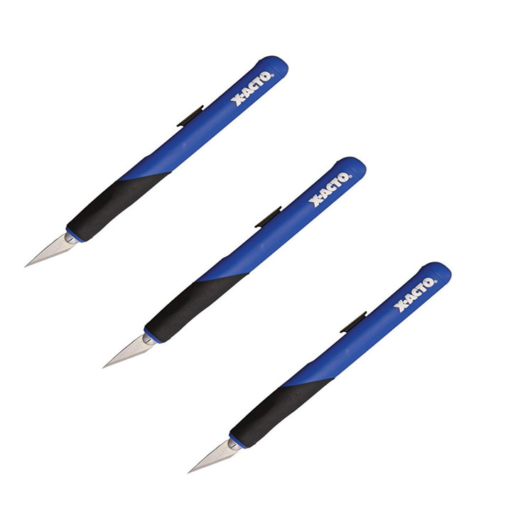 XActo ELMERS RetractABlade Knife 11 BladeBlueBlack X3204 3 Pack