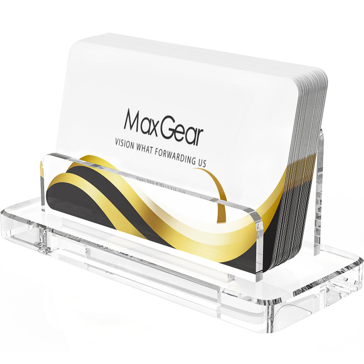 MaxGear Acrylic Business Cards Holder Desk Clear Business Cards Display Stand Plastic Card Holder for Women and Men Desk