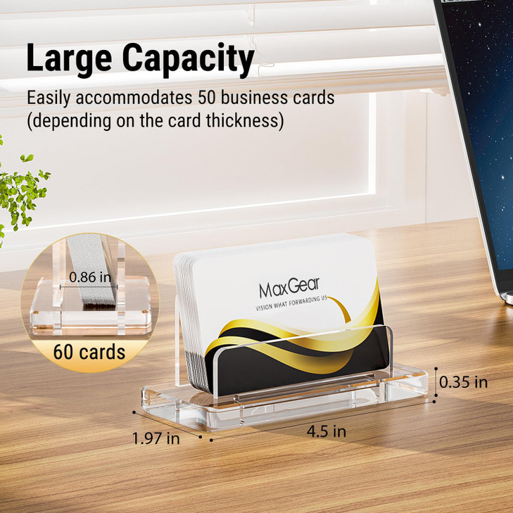 MaxGear Acrylic Business Cards Holder Desk Clear Business Cards Display Stand Plastic Card Holder for Women and Men Desk