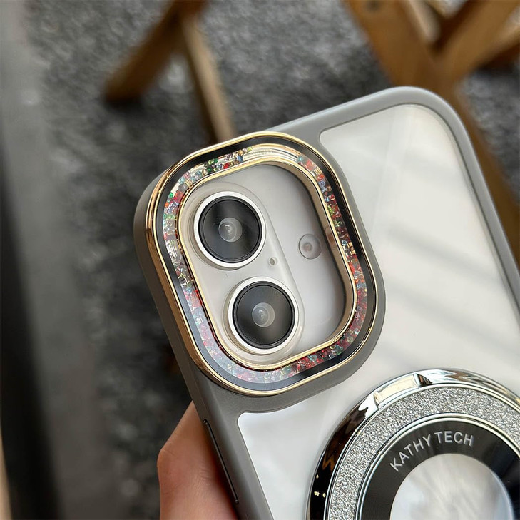 QBGRLLT Magnetic Compatible with iPhone 16 Case Clear with Stand, Compatible with Magsafe, Bling Shockproof Bumpers Cases Cover with Hard Back for iP