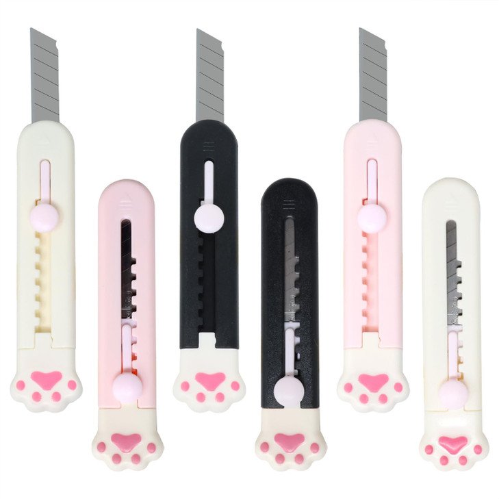 Honbay 6PCS Cat Paw Shaped Mini Utility Knives Creative Cute Animal Claw Letter Opener Portable Art Knife Retractable En