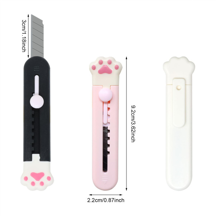 Honbay 6PCS Cat Paw Shaped Mini Utility Knives Creative Cute Animal Claw Letter Opener Portable Art Knife Retractable En
