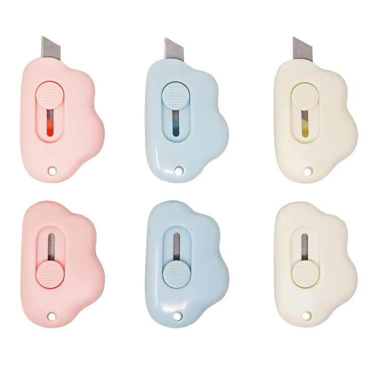 Honbay 6PCS Creative Cute Cloud Mini Utility Knives Portable Art Knife Retractable Envelope Knife Letter Opener Carton O