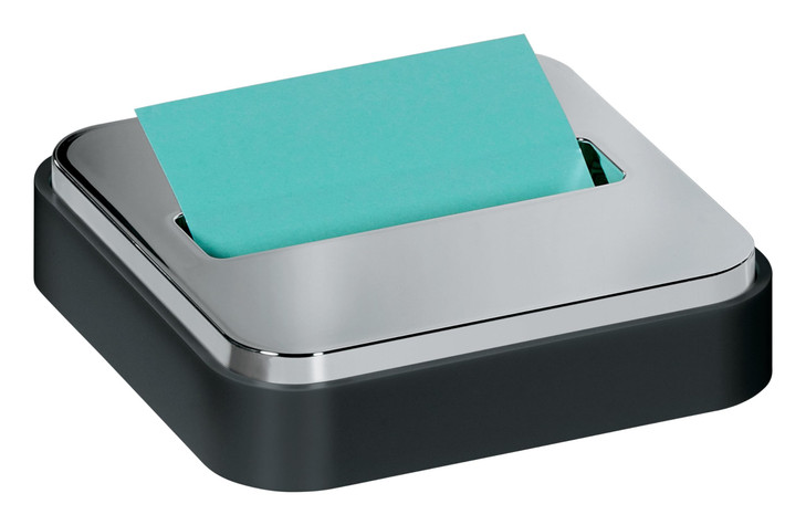 Postit Note Dispenser with Postit Popup Notes Black Base with Steel Top 1 Aqua Splash 3 in x 3 in Super Sticky Note Pad