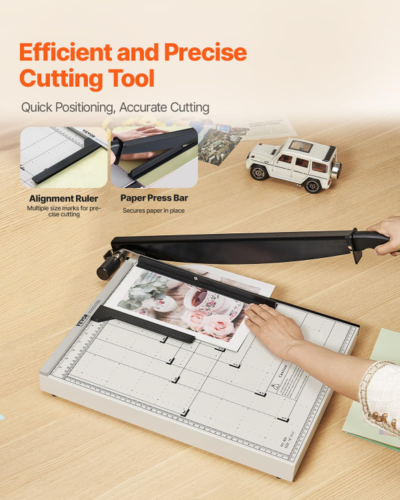 VEVOR Paper Cutter 18 in Cut Length Guillotine Trimmer 15Sheet Capacity HeavyDuty Paper Cutter with Security Guard RailB