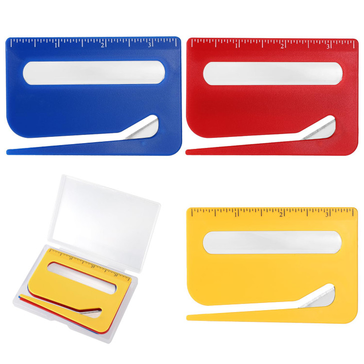Lyreh 3pcs Magnetic Letter Openers 3 Colors Envelope Opener Slitter Mail Cutter Tool with Scale and Magnifier with Trans
