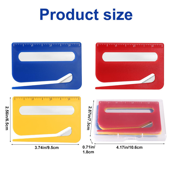 Lyreh 3pcs Magnetic Letter Openers 3 Colors Envelope Opener Slitter Mail Cutter Tool with Scale and Magnifier with Trans