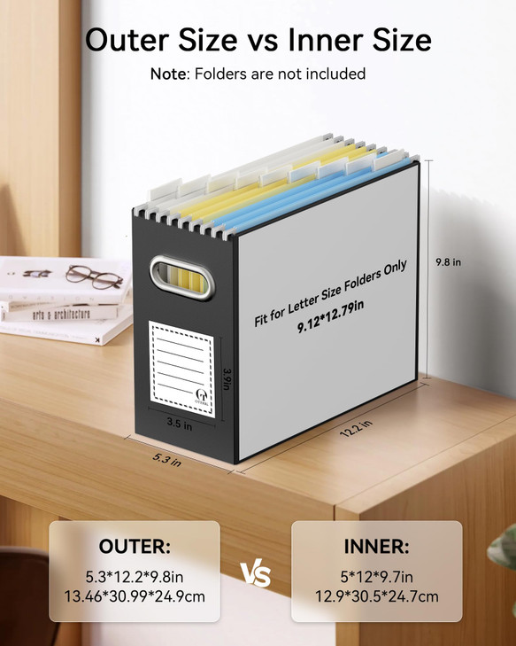 Oterri Cardboard File Organizer Box for Hanging File Folders Letter SizeFile Box for Computer DeskFile CabinetWorking Ho