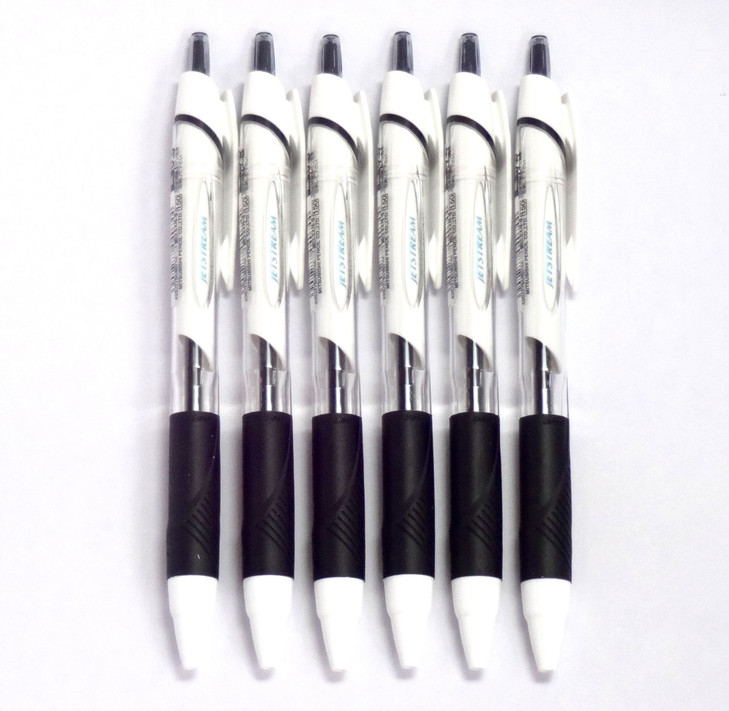 Uni Jetstream Standard Ballpoint Pen 05 mm Black Ink White Body 6 pens per Pack Japan Import KomainuDou Original Package
