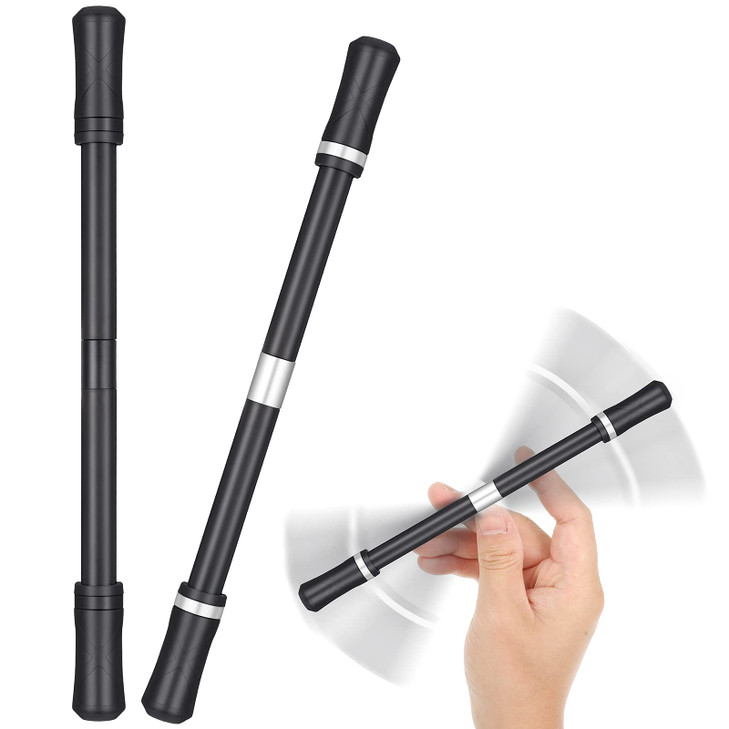 Outus 2 Pieces Spinning Pen Rolling Finger Anxiety Fidget Weighted Pens Cool Rotating Twirling Pencil for Adults Office