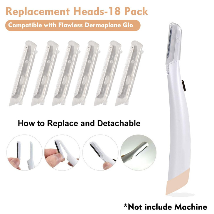 18 Pack Replacement Head for Finishing Touch Flawless Dermaplane Glo Facial Exfoliation
