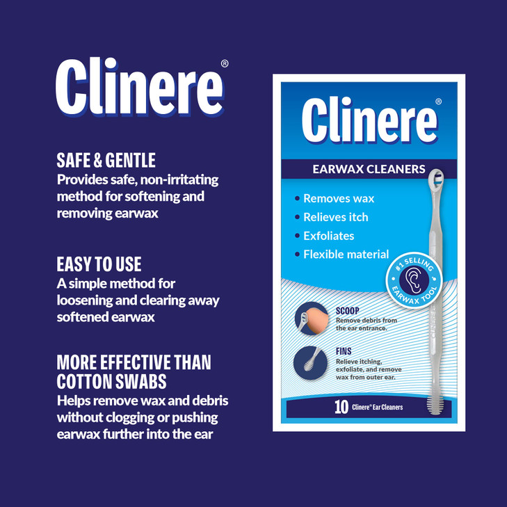 Clinere Ear Cleaners, Gentle Ear Cleaning and Ear Wax Removal Tool, Itch Relief, Exfoliates, 10