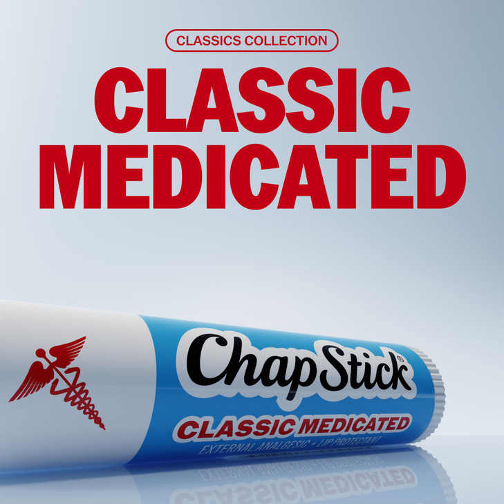 ChapStick Classic Medicated 3-Pack 2 Sets/6 Tubes - Moisturizing Lip Balm, Dry Lips & Cold Sore