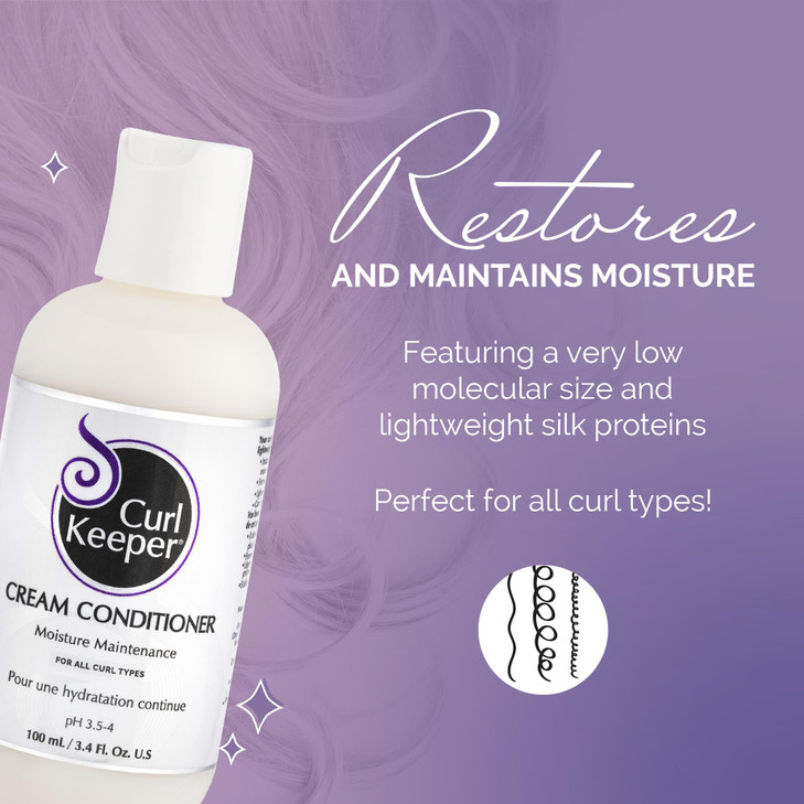 Curl Keeper Cream Conditioner for Curly Hair, 3.4 Fl Oz - Lightweight Daily Hair Conditioner for
