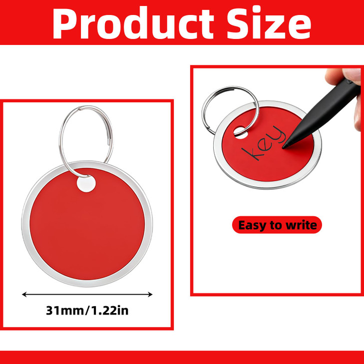 CllyCnny Writable Key Tags - 50 Pcs Colored Key Identifiers Labels with Metal Rings for Keys Doors