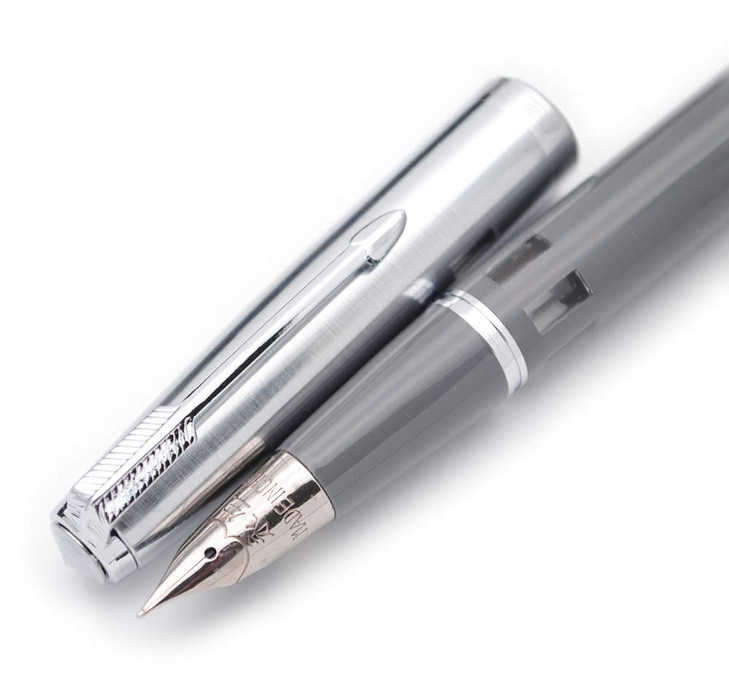 czxwyst 601A Steel Cap Vacumatic Fountain Pen Battleship Grey with ink window
